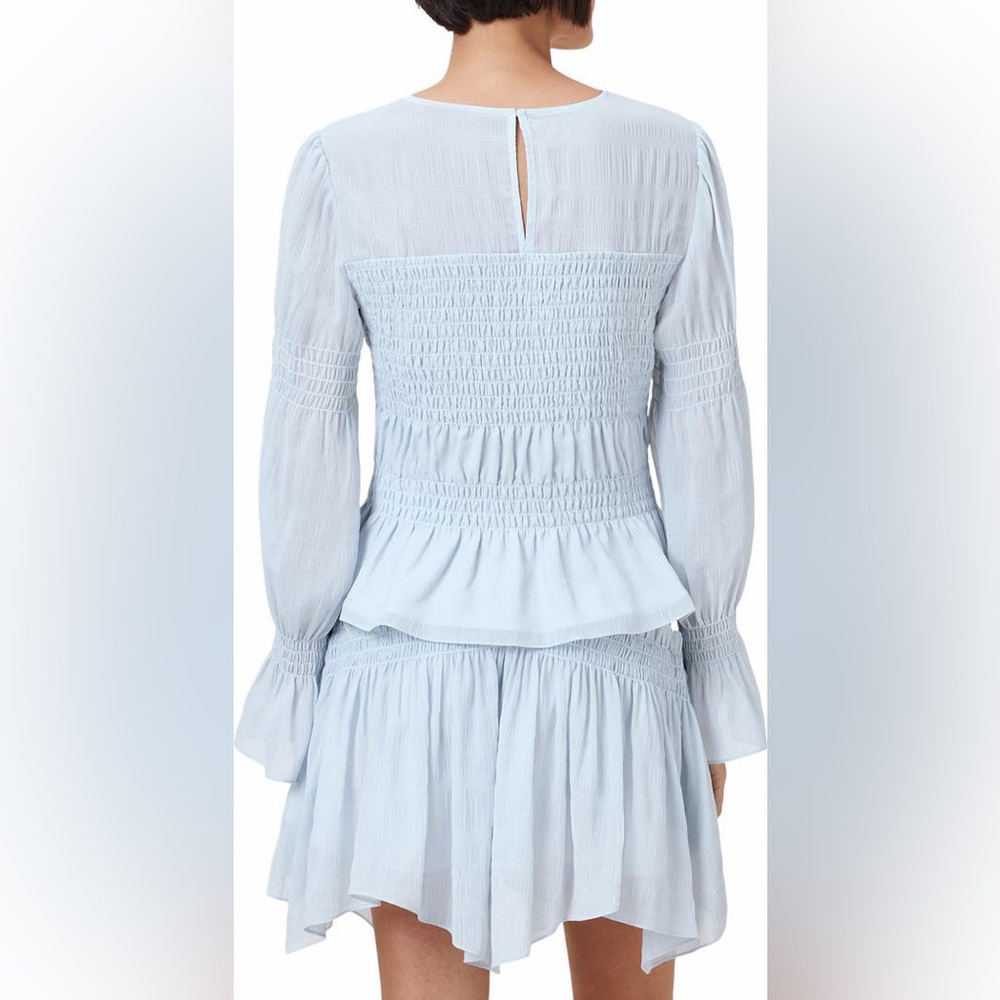 All Saints Light Blue Smocked Peplum Blouse - Picture 3 of 8